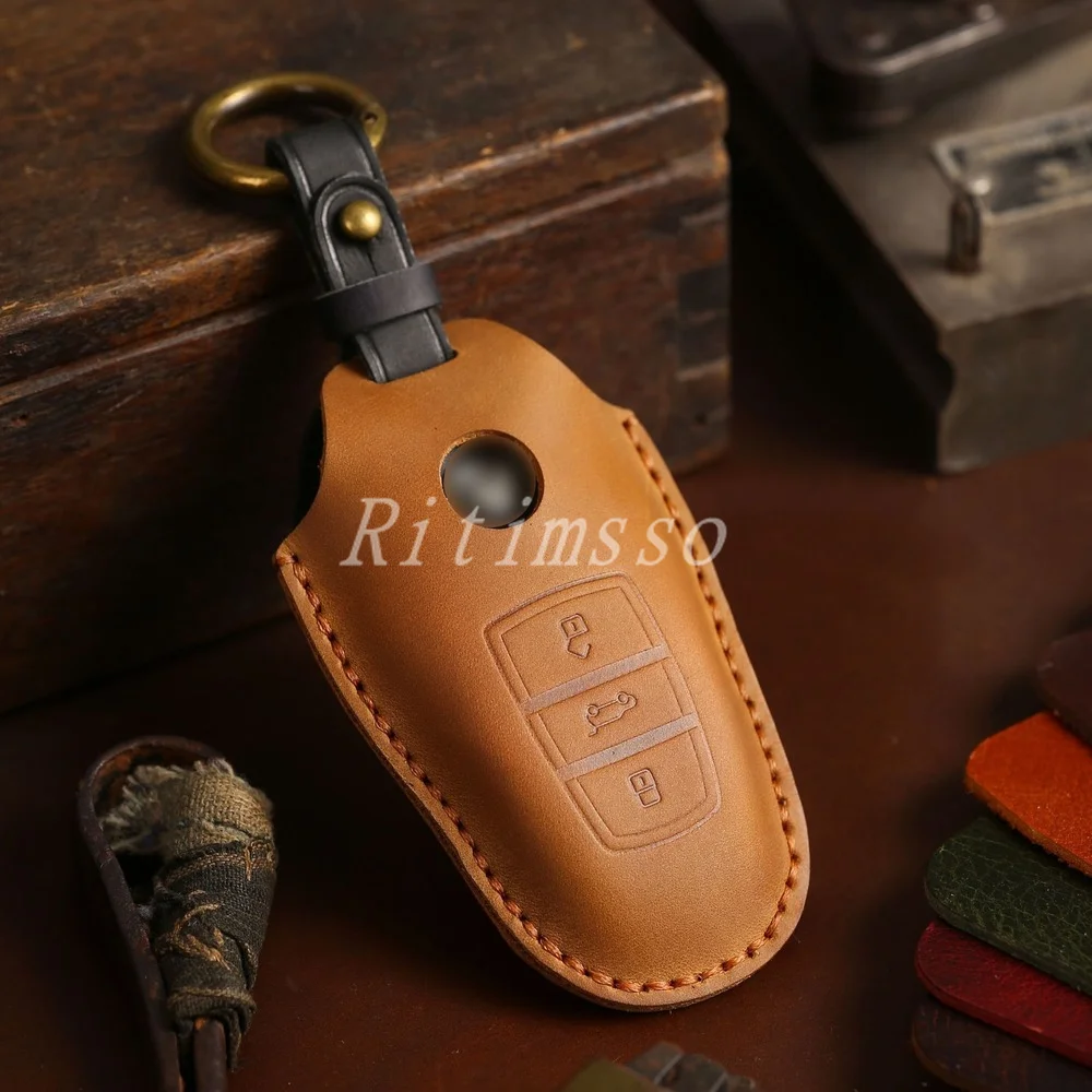 

Новый высококачественный автомобильный чехол для ключей из натуральной кожи, кошелек для Volkswagen VW Touareg, 3 кнопки, брелок, аксессуары для ключе...