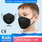 Детские черные защитные маски KN95, детские маски FFP2, маски FPP2 для детей, защитные маски со ртом для лица, подходят для мальчиков и девочек