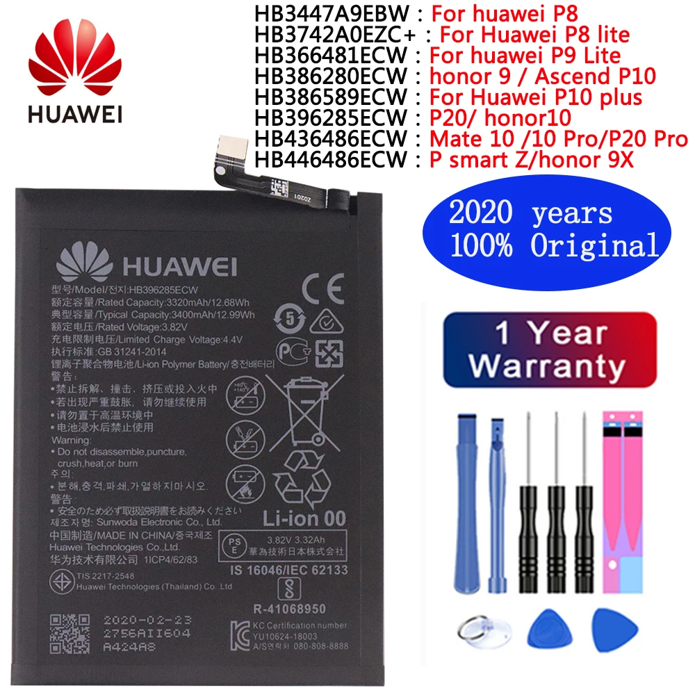 Huawei-bater&iacute;a 100% Original para m&oacute;vil, Original, para Huawei P8, P8 Lite, P9, P9 lite, P10, P10 Plus, P20, P20 Pro, honor 9X-0