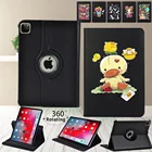 Вращающийся на 360 градусов чехол для планшета Apple iPad 10,2 дюйма 9 поколения 2021 кожаный смарт-чехол с автоматическим переходом в спящий режимпробуждением чехол с милым рисунком