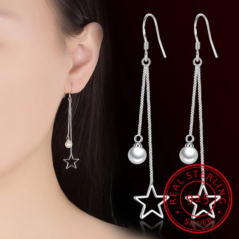 

Серьги-кисточки женские из серебра 925 пробы, с жемчугом и звездой