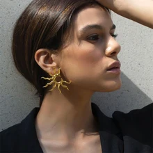Exaggerated Vintage Drop Earrings for Women Gold colour  Dangle Earrings Wild Sun EaringsFemale Fashion Jewelry