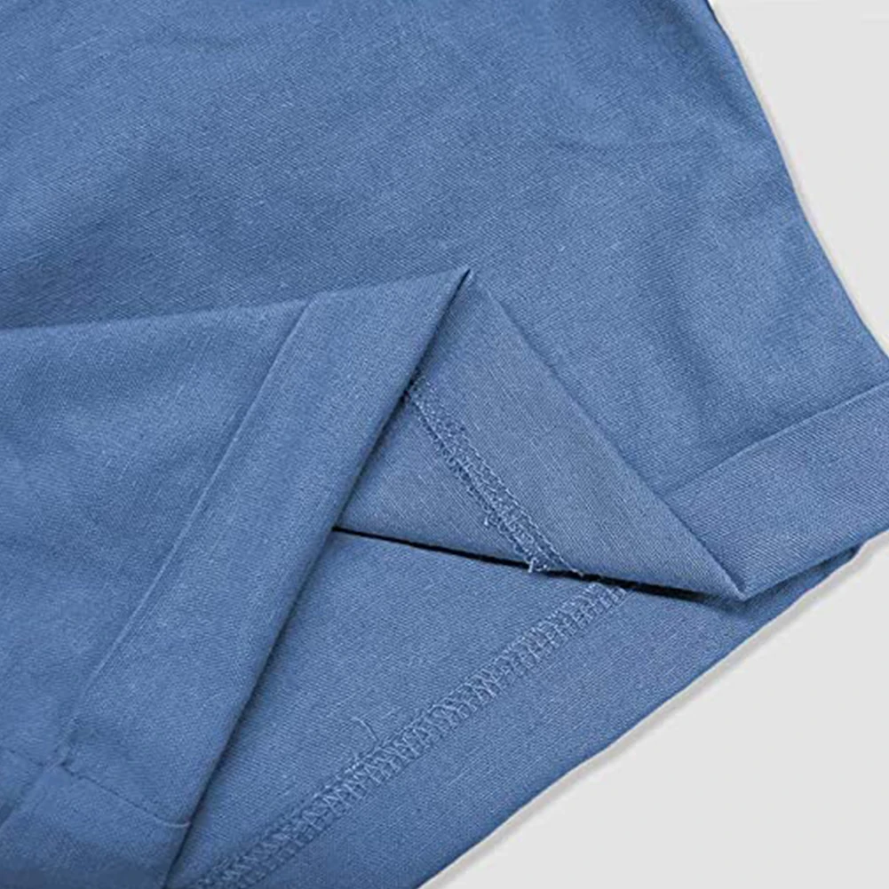 

Brand men's summer fashion solid color casual shorts Bermuda Drawstring Shorts Cotton Linen Elastic Waist Pants with Pockets