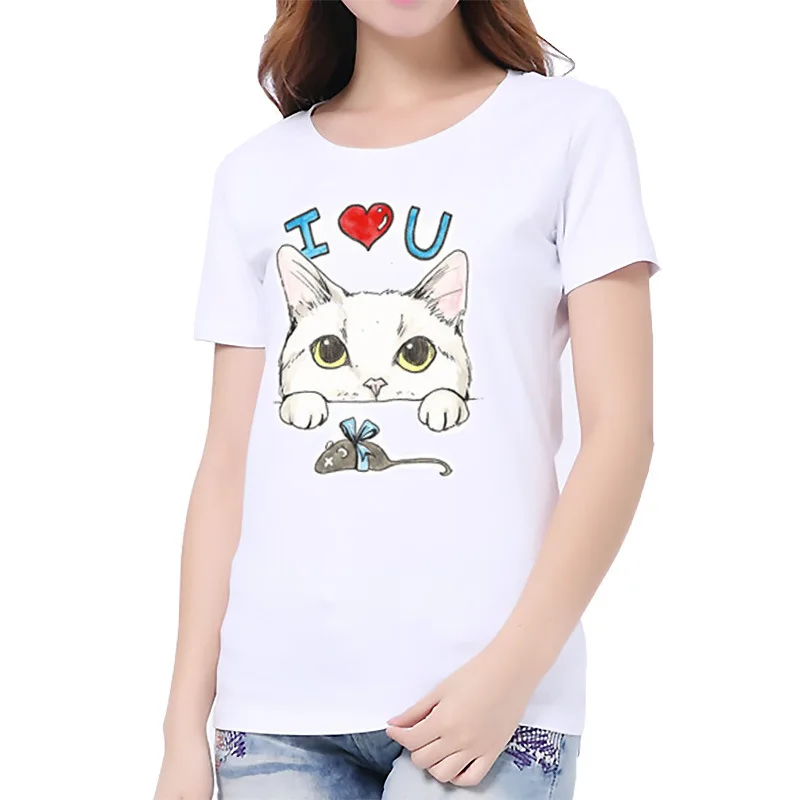 

Pet Animal Head 3D Print T Shirt Women Short Sleeve O Neck White Loose Tshirt Summer Women Tee Shirt Tops Camisetas Mujer