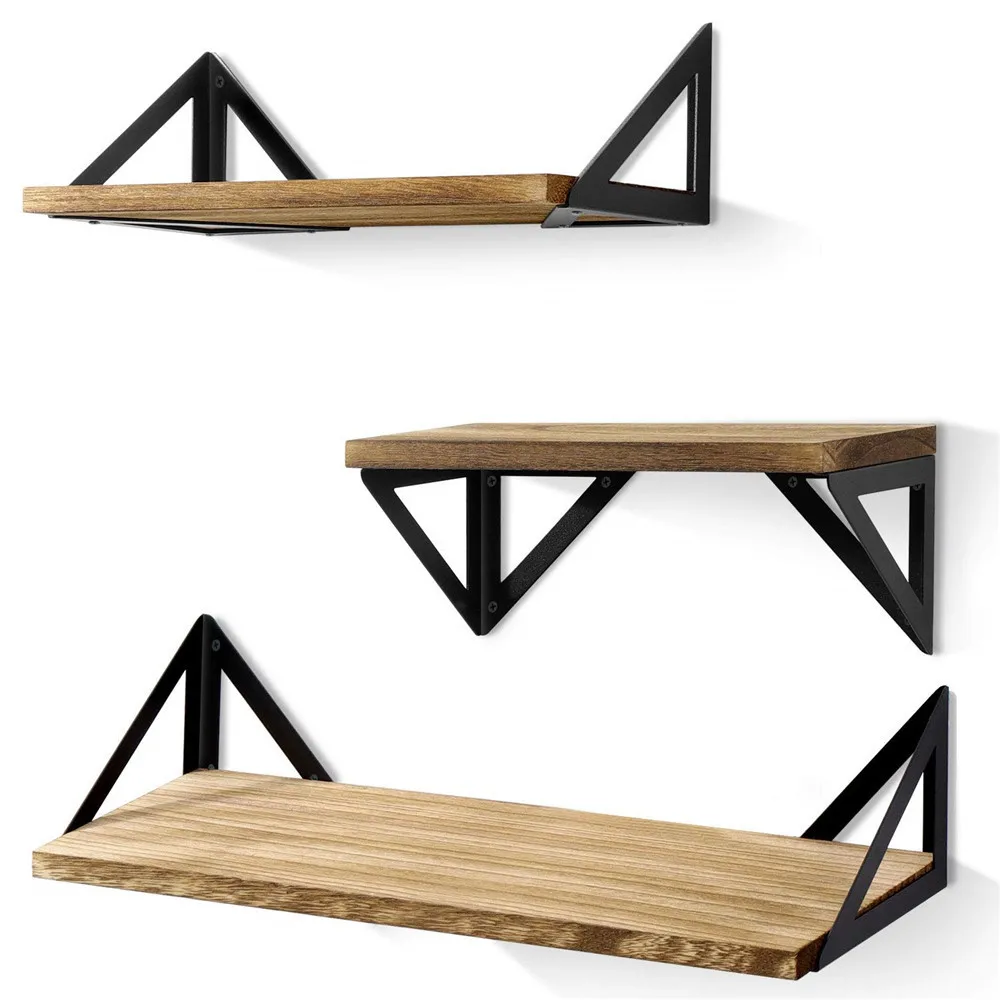 

Floating Shelves Wall Mounted Rustic Wood Wall Storage Shelves Decorative Item Set of 3 for Bedroom Bathroom Living Room Kitchen