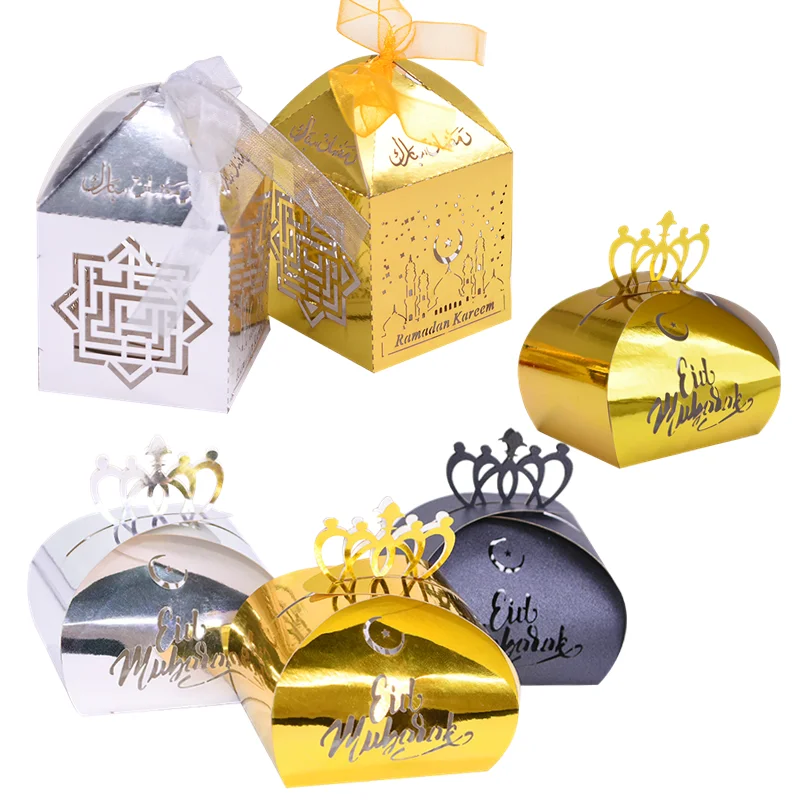 Золотая Серебряная бумажная коробка конфет ИД Мубарак в форме чемодана