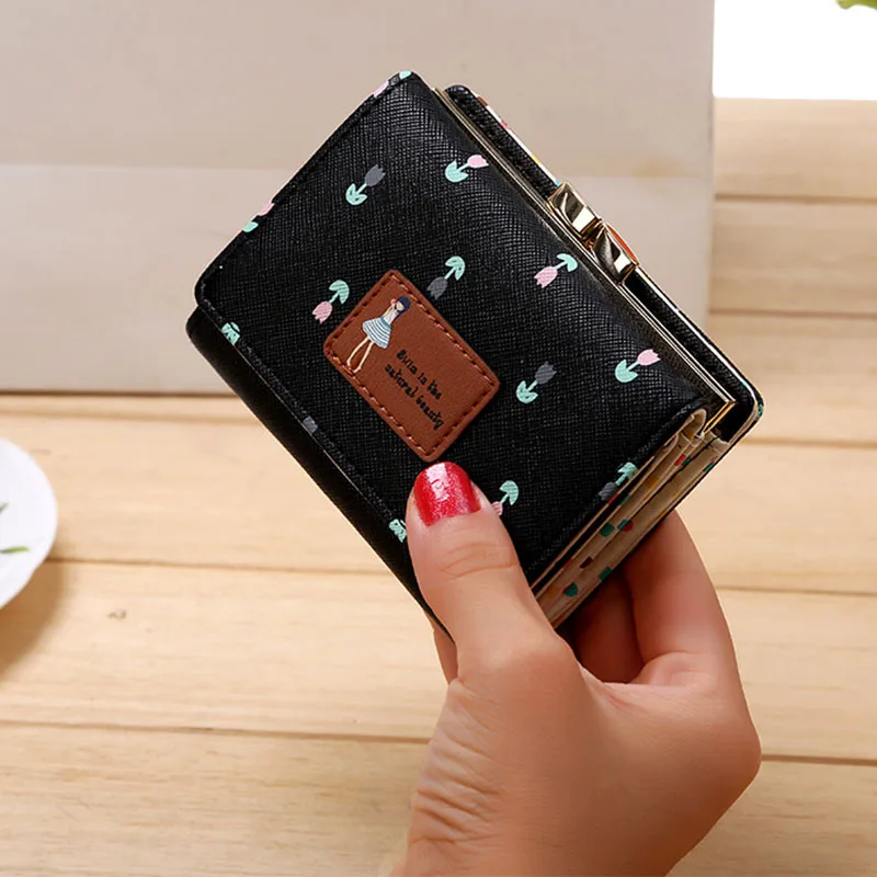 

2020 Leather Wallet Women Lady Short Coin Pouch Women's Purse New Kawaii Girl Small Change Wallets Coin Bag 3 Fold Coin Purse