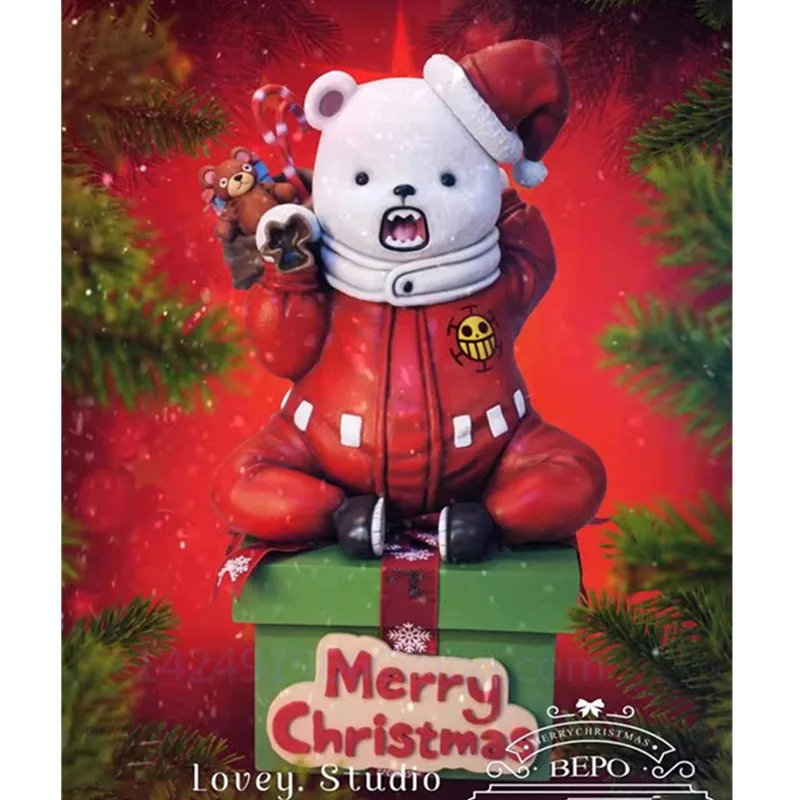 

Anime GK Statue ONE PIECE Q Version Merry Christmas Bepo Mink Family Gift Creative RESIN Action Collectible Model Toy R409
