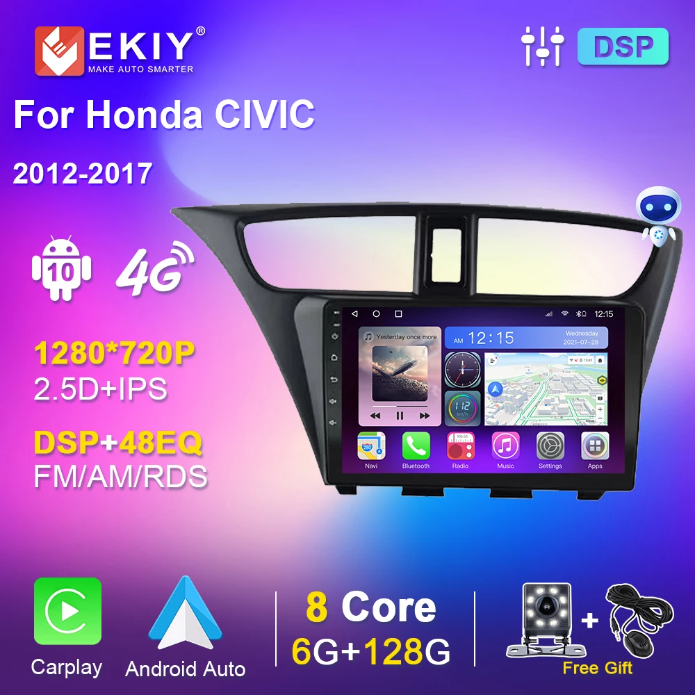 

Android Autoradio For Honda CIVIC Hatchback 2012-2017 Car Radio GPS Auto Multimedia Player DSP Camera Carplay DVD Audio No 2 din