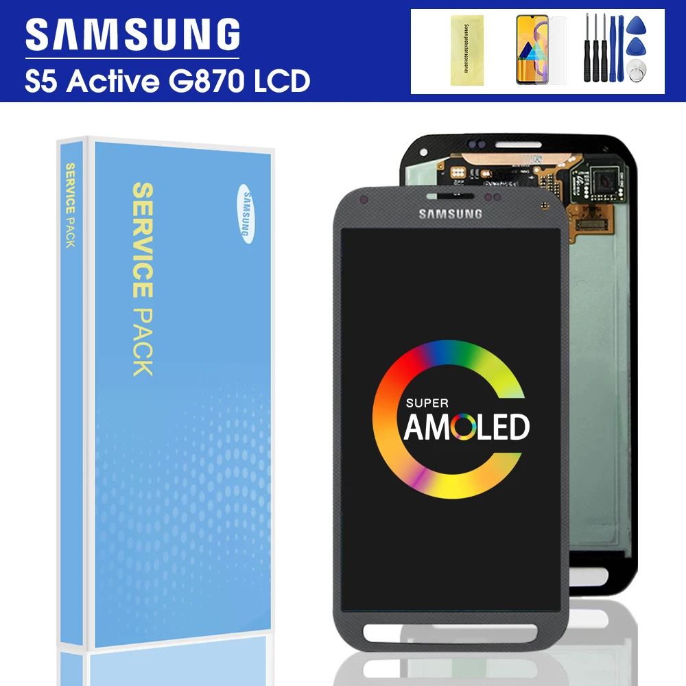 100% протестированный Оригинальный ЖК дисплей для Samsung Galaxy S5 Active G870 с сенсорным
