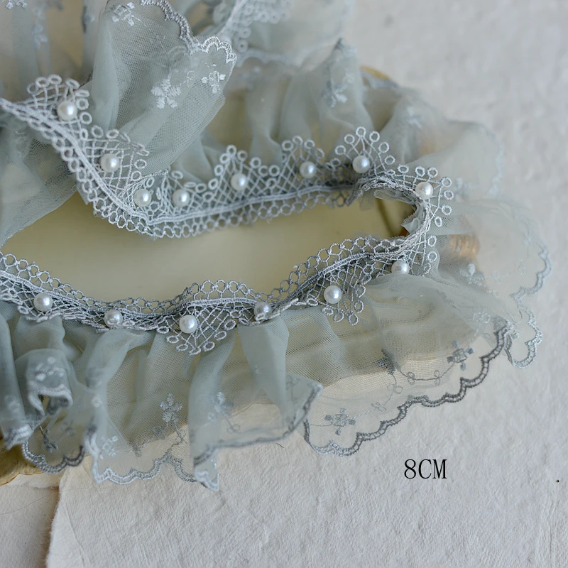 

Handmade nail bead pleated lace garment material children's lace accessories