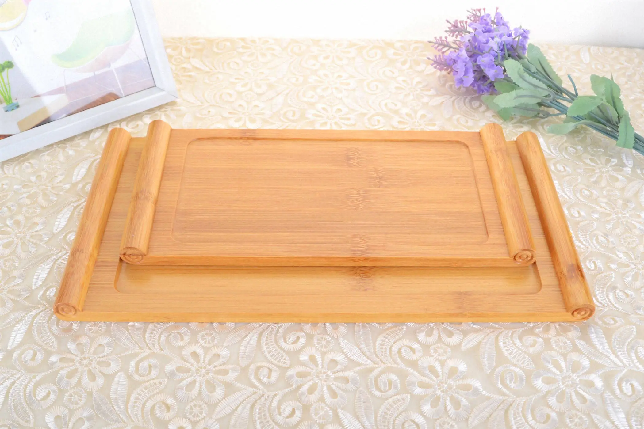 Чайный поднос из натурального бамбука Китай твердая плоская тарелка