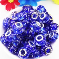10 pcs blue color luminous large hole glass beads fit european pandora bracelet necklace diy cord key chain for jewelry making