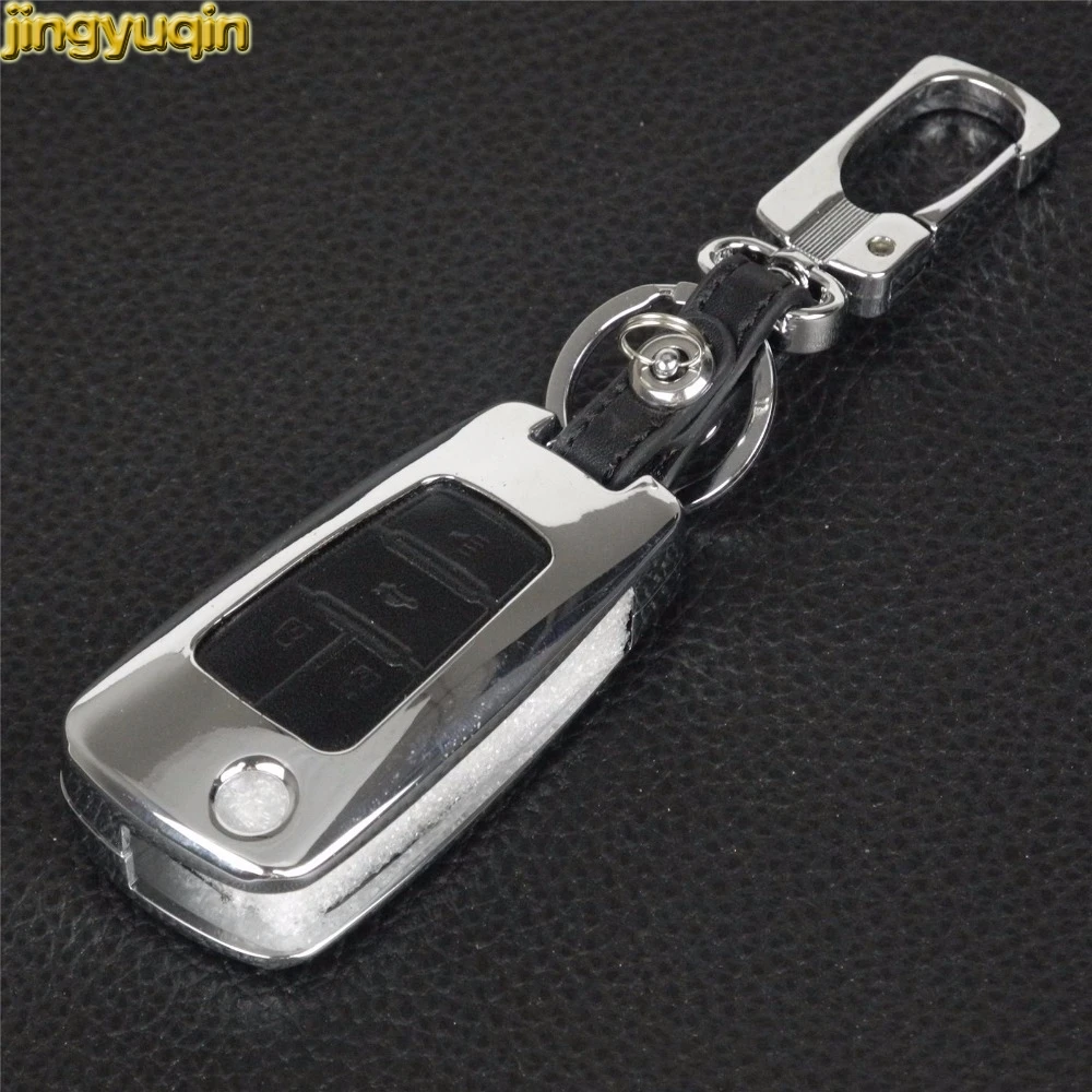 

Jingyuqin 5PCS 4 Buttons Zinc Alloy+Leather Car Key Case For Chevrolet Cruze Malibu For OPEL Insignia Astra J Zafira C Mokka