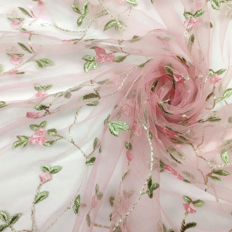 Маленькие розы Вышивка чистая кружевная ткань для платья оптом Африканский