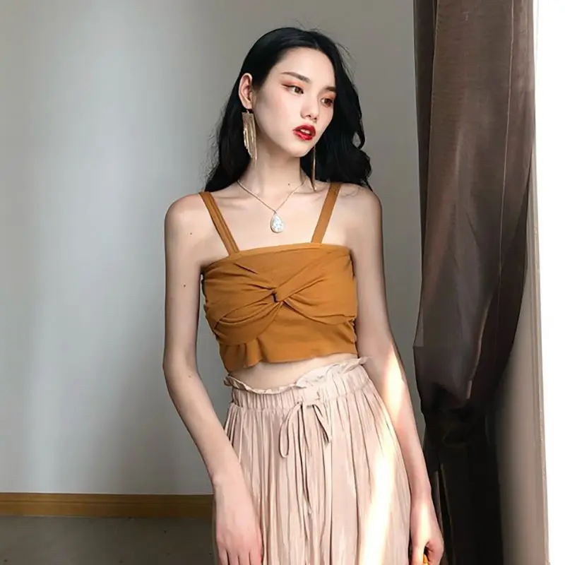 

Women Short Camisole Summer Sleeveless Solid Color Slim Bottoming Tank Tops Female Fashion Vest