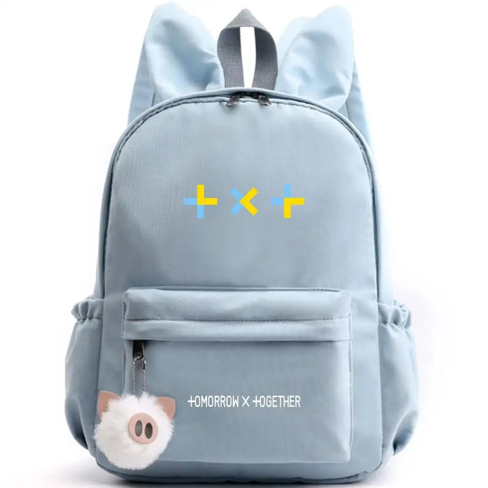TOGETHER BLUE Kpop Group TXT Tomorrow X Together Women Cute Backpack Nylon School Bags for Teenage Girls Pink Bookbag Kawaii Small Bagpack - Цвет: TOGETHER BLUE