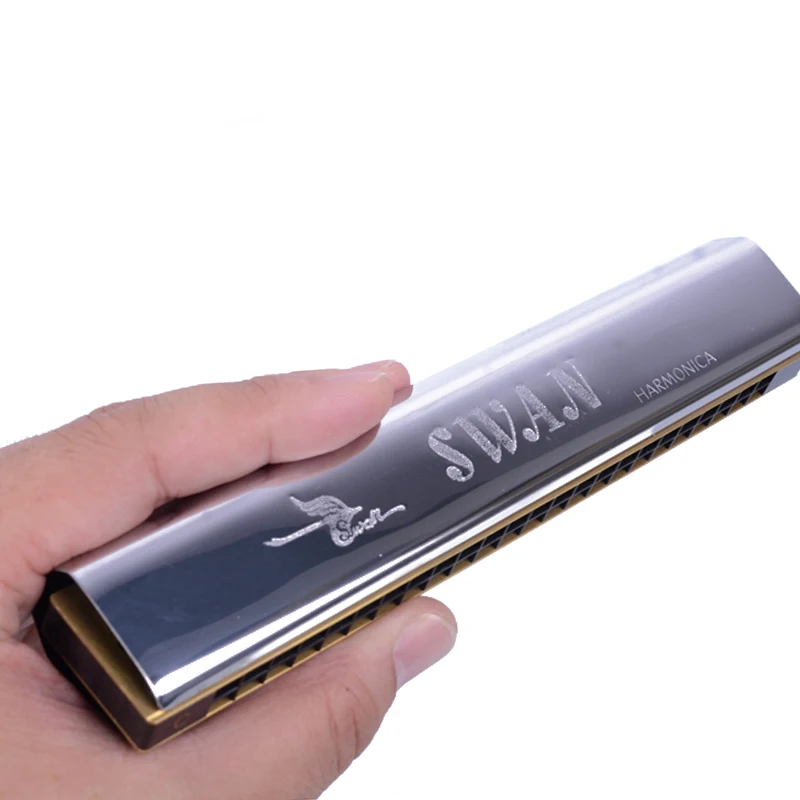 Swan Harmonica 24 Hole C-tune Copper Reed Plat Stainless Steel Cover Plate Echo | Спорт и развлечения
