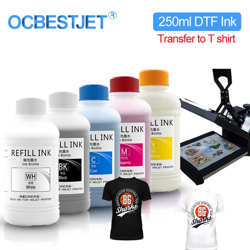 Película de transferencia de tinta DTF de 250ML, Impresión de película de transferencia directa en polvo de fusión en caliente, PET, impresión y transferencia para Epson