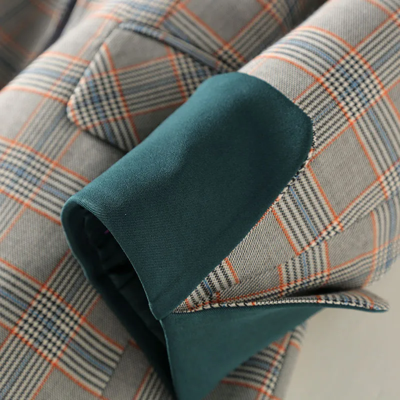 Женский офисный блейзер в шотландскую клетку винтажном стиле | Женская одежда