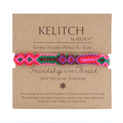 PY01-170002N KELITCH браслеты дружбы с мягкой хлопковой нитью Цвет Бохо браслеты ручной работы из веревки этнический очаровательный браслет на цепочке - Окраска металла: PY01-170002N