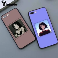 cute aesthetic anime girl soft black phone case for iphone 13 8 7 6 6s plus x xs max 5 5s se xr 11 11pro promax
