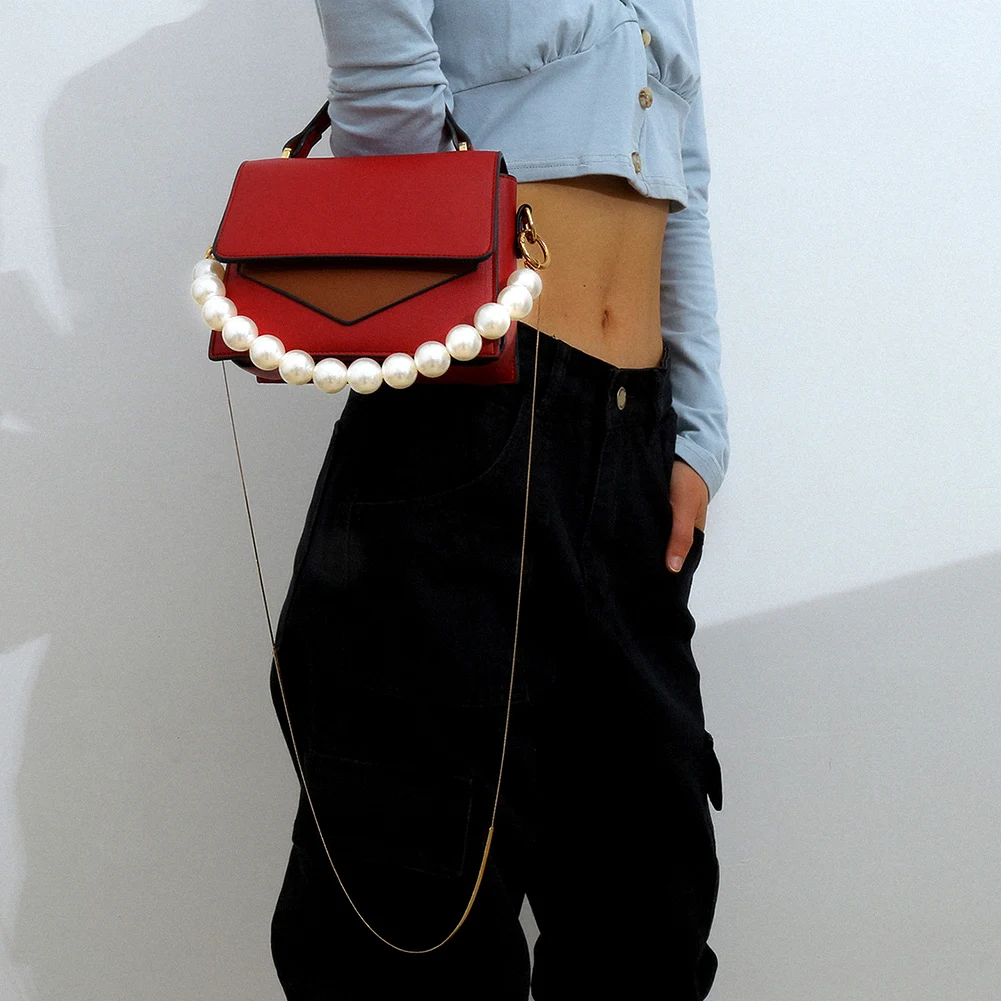 Сумка кошелек из искусственного жемчуга двухслойная сумочка на цепочке через