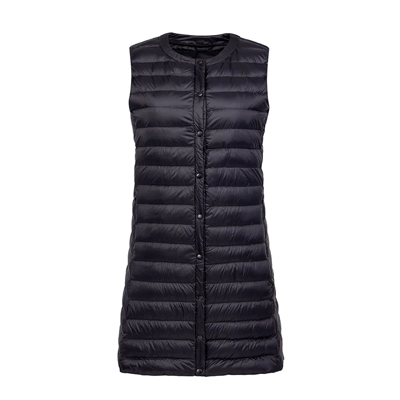 

Women Long Vest Ultra Light Down Vest Windproof Lightweight Warm Waistcoat Female Down Coat Long Slim Sleeveless