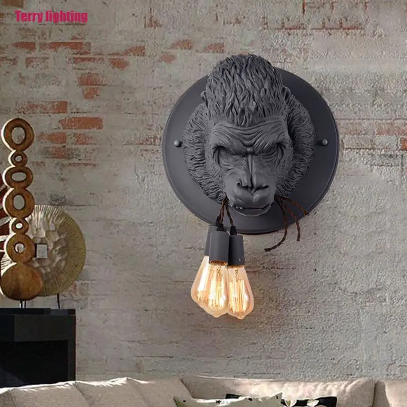

Современный Креативный дизайн, настенный светильник для комнаты Gorilla, Простой настенный светильник для столовой, спальни, промышленного ди...
