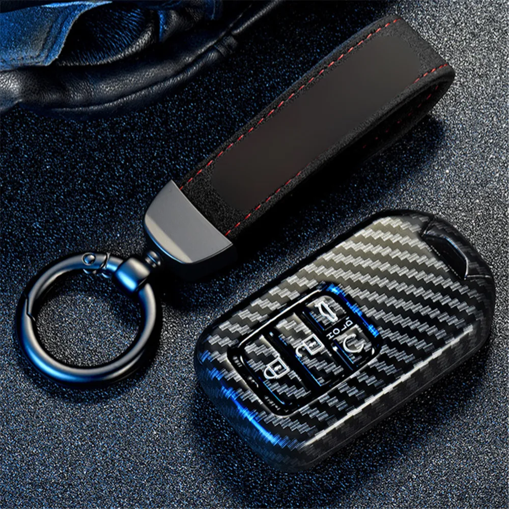 

New Carbon Fiber Car Key Case Full Cover For Honda Civic HR-V CR-V Freed Pilot Accord 2003-2007 Jade Crider Odyssey 2015-2018