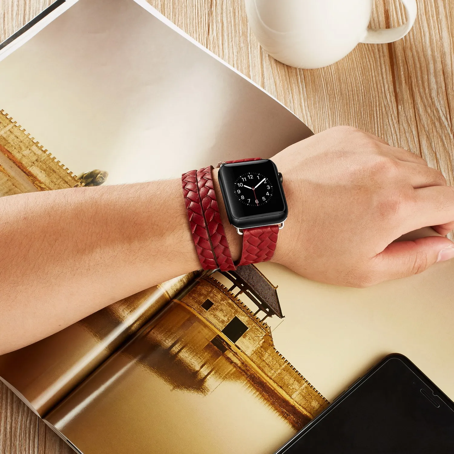 Кожаный ремешок для часов apple watch serie 4 3 44 мм 42 мм ремешок для i watch 2 1 аксессуары iphone watch band 40 мм 38 мм Смарт-часы