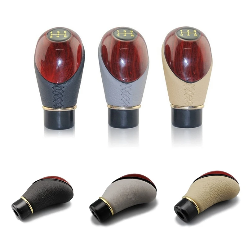 

Universal Car Manual Gear Shift Knob Imitation Wood PU Leather Auto Shift Knob Stick Carbon Fiber Style Shifter Lever