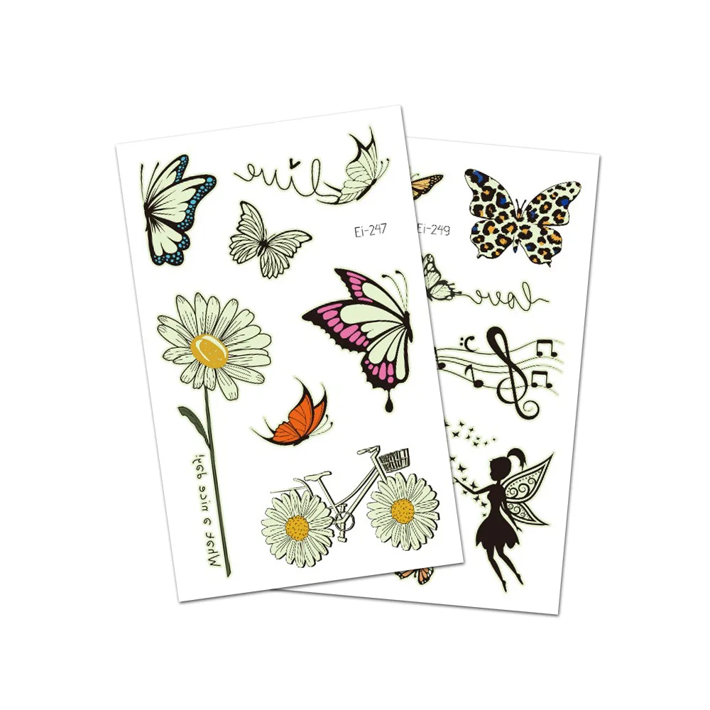 

Butterfly Luminous Tattoo Stickers Waterproof Fairy Children Tattoo Sticker Fun Glowing In The Night Party for Kids Face Arm New