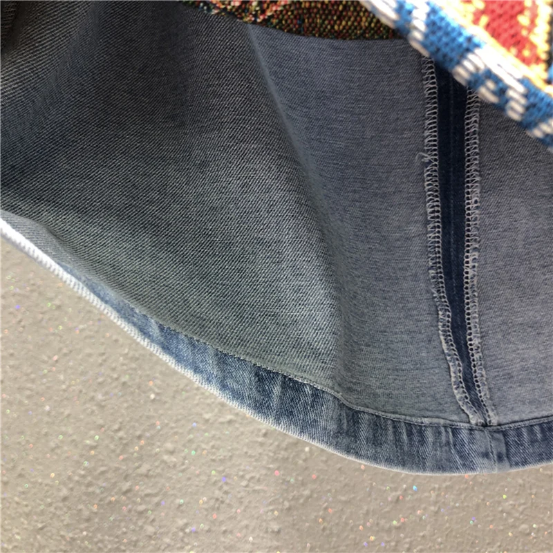 

2021 New Trendy Jeans Skirt Mujer Summer Streetwear High Waist Zipper Back Mermaid Embroidery Patched A Line Denim Skirt Women