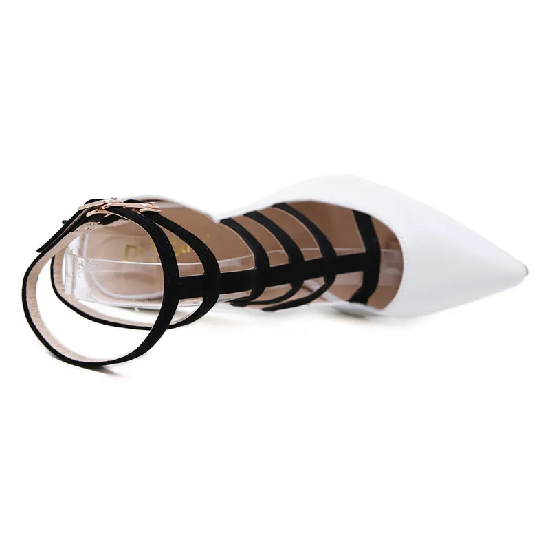 Женские летние туфли на шпильке 12 см модные пикантные сандалии с острым носком