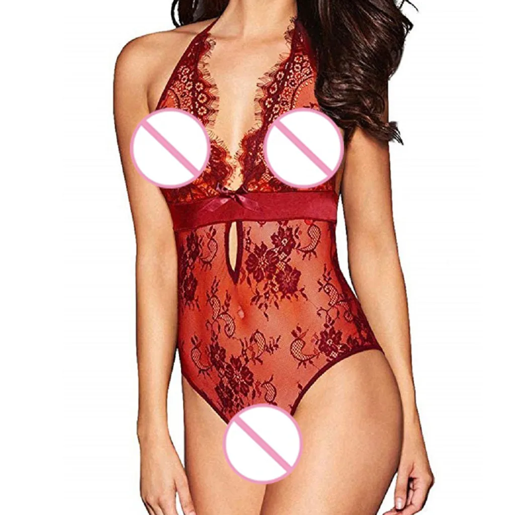 Sexy Women's Sleepwear Lingerie Satin Pajama Set Black Lace V-Neck Pyjamas Underwear Sleeveless Shorts Erotic lingerie#0119 |