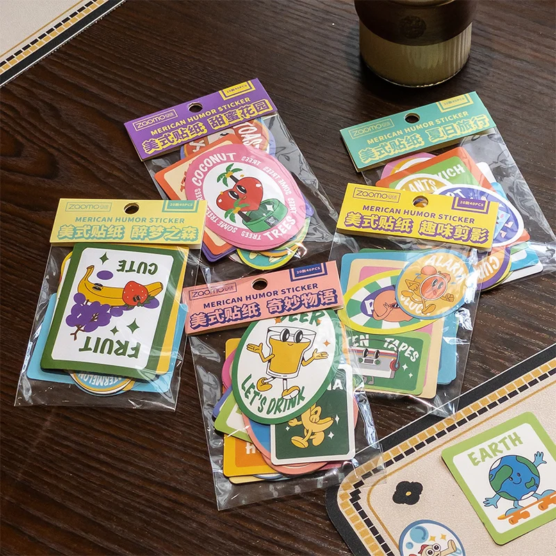 

40Pcs Cute Merican Humor Decorative Stickers DIY Scrapbooking Material Album Journal Hand Account Stationery School Supplies
