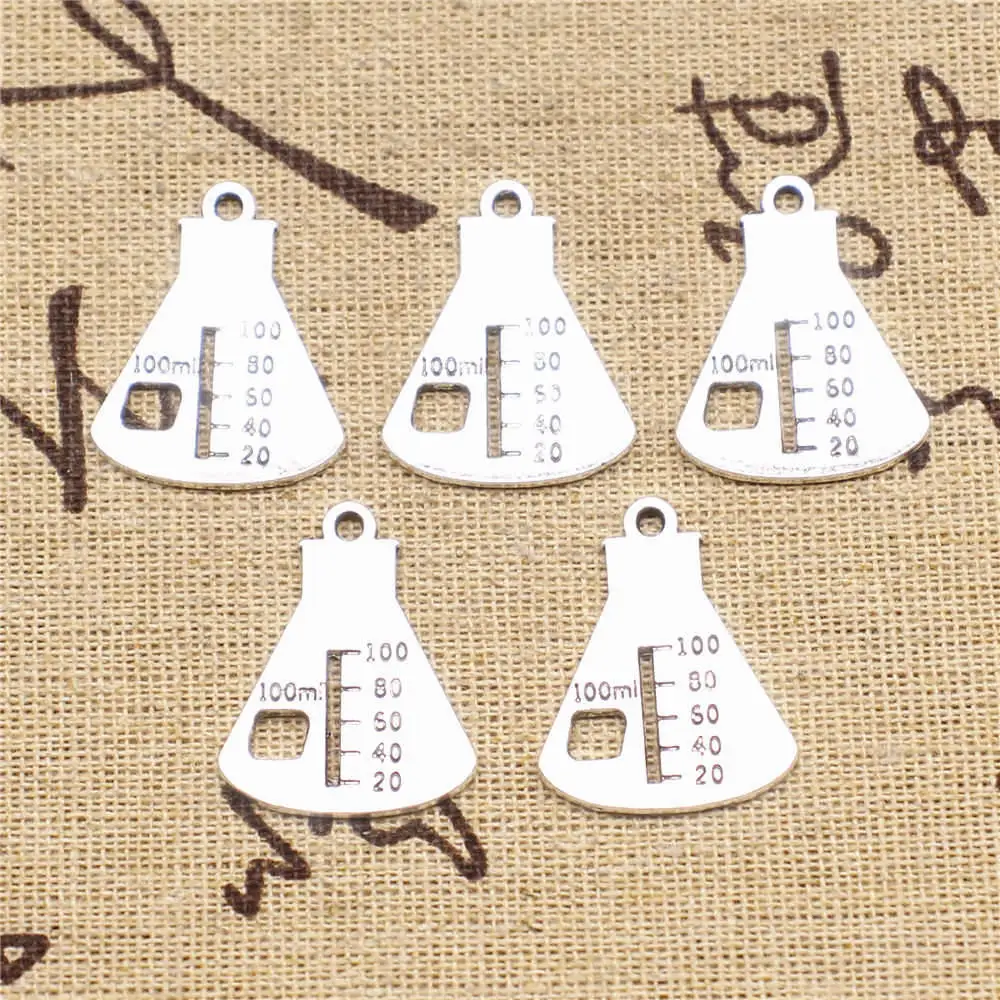

5Pcs Jewelry Making Kit Chemical Instrument Measuring Cup Charms Antique Silver Color 26X21mm