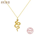 ROXI Панк животных змея ожерелье, подвеска, колье, для женщин, для девочек Свадебная вечеринка, ювелирное изделие, подарок 925 стерлингового серебра Золотое колье ожерелье