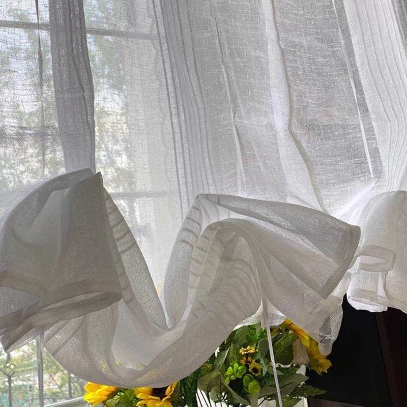 Корейская льняная штора для поднятия двери занавеска кухни ванной комнаты белая