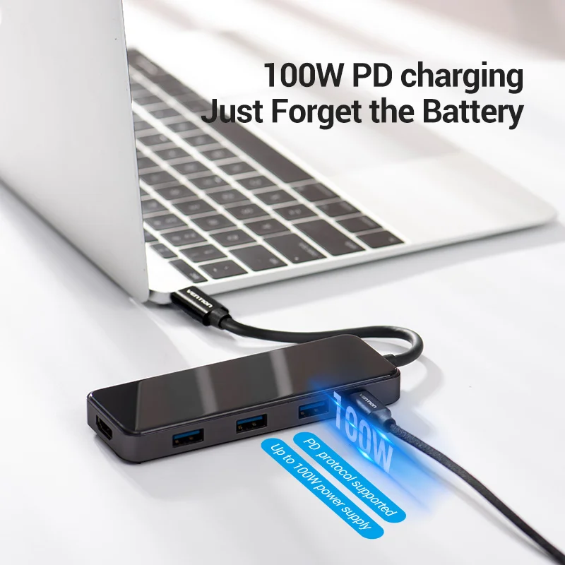 Мультипортовый адаптер Vention USB C типа на HDMI PD 3 0 многопортовая док станция для MacBook