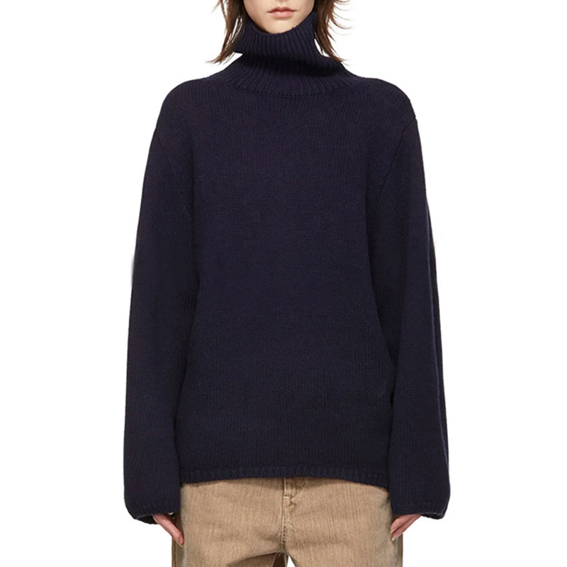 TWOTWINSTYLE Korean Knitting Minimalist Women's Sweater Turtleneck Long Sleeve Oversized Female Sweaters 2019 Autumn Fashion New | Женская