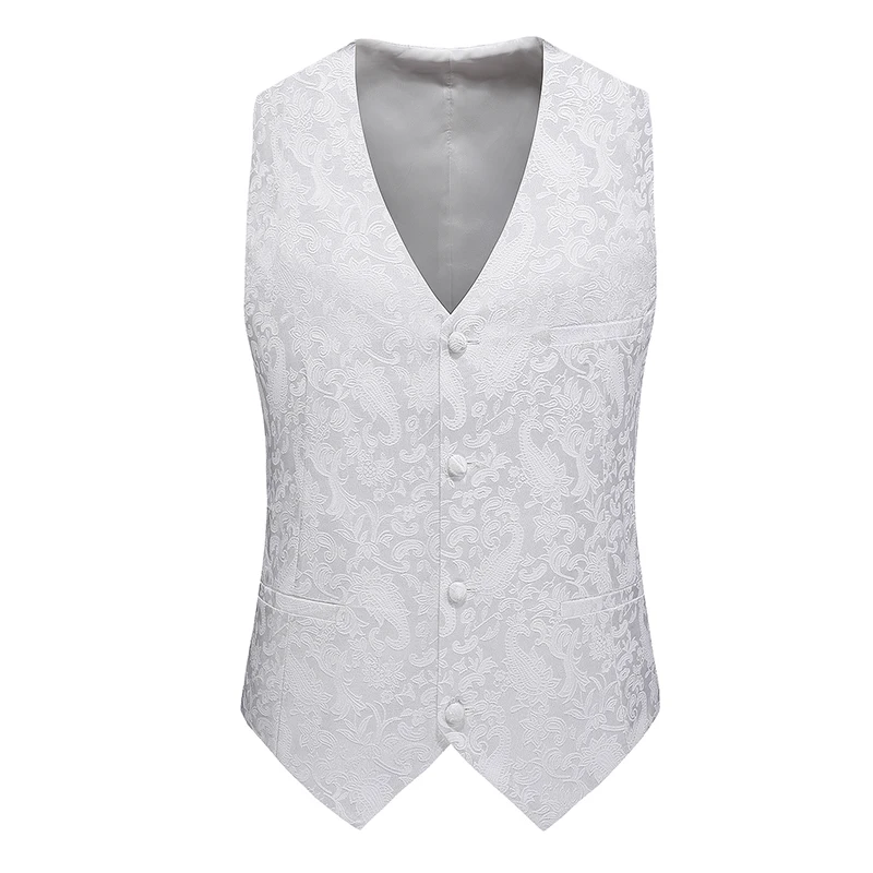 Мужской Жаккардовый жилет приталенный свадебный с v-образным вырезом розовый