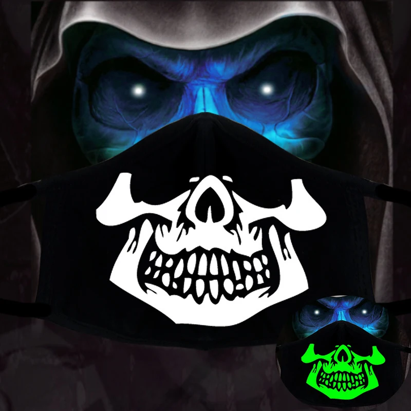 Женские Для мужчин Свечение Темно череп жуткий Маски Черный Рот Половина уход за