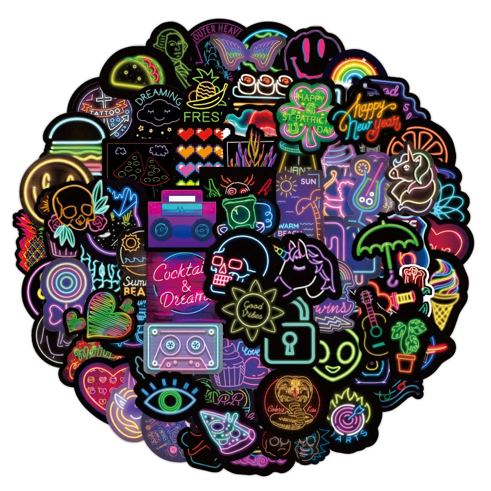 10/30/50/100PCS Cool Neon Stickers Bicycle Phone Guitar Bumper Skateboard Backpack JDM Graffiti Waterproof Sticker Kids Toys | Игрушки и