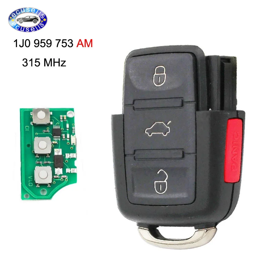 3+1 Buttons 315MHZ Remote Control for 4 Key Fob 1J0 959 753 AM 1J0959753AM FOR VW | Автомобили и мотоциклы
