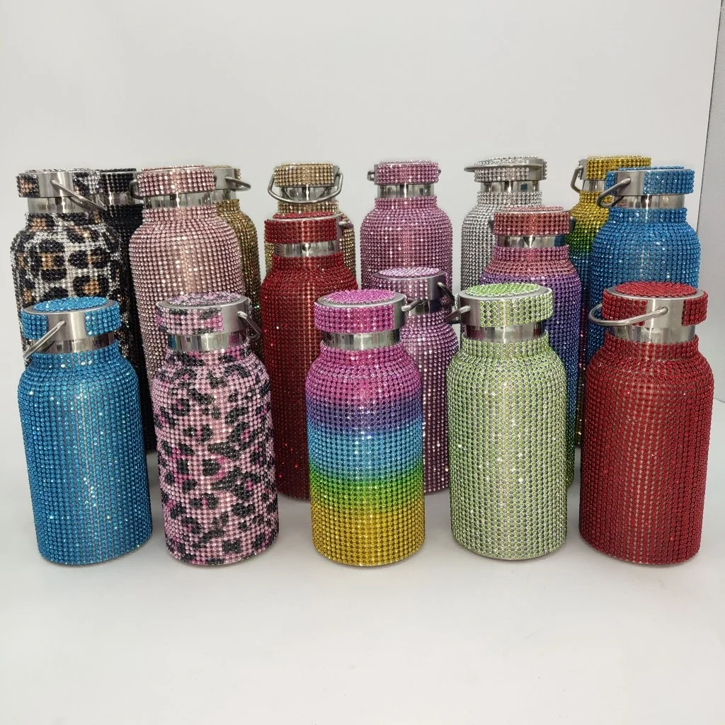 

350/500/750ml Creative Colorful Diamond Thermos Bottle 304 Stainless Steel Water Bottle Vacuum Flask Coffee Mug for Dropshipping