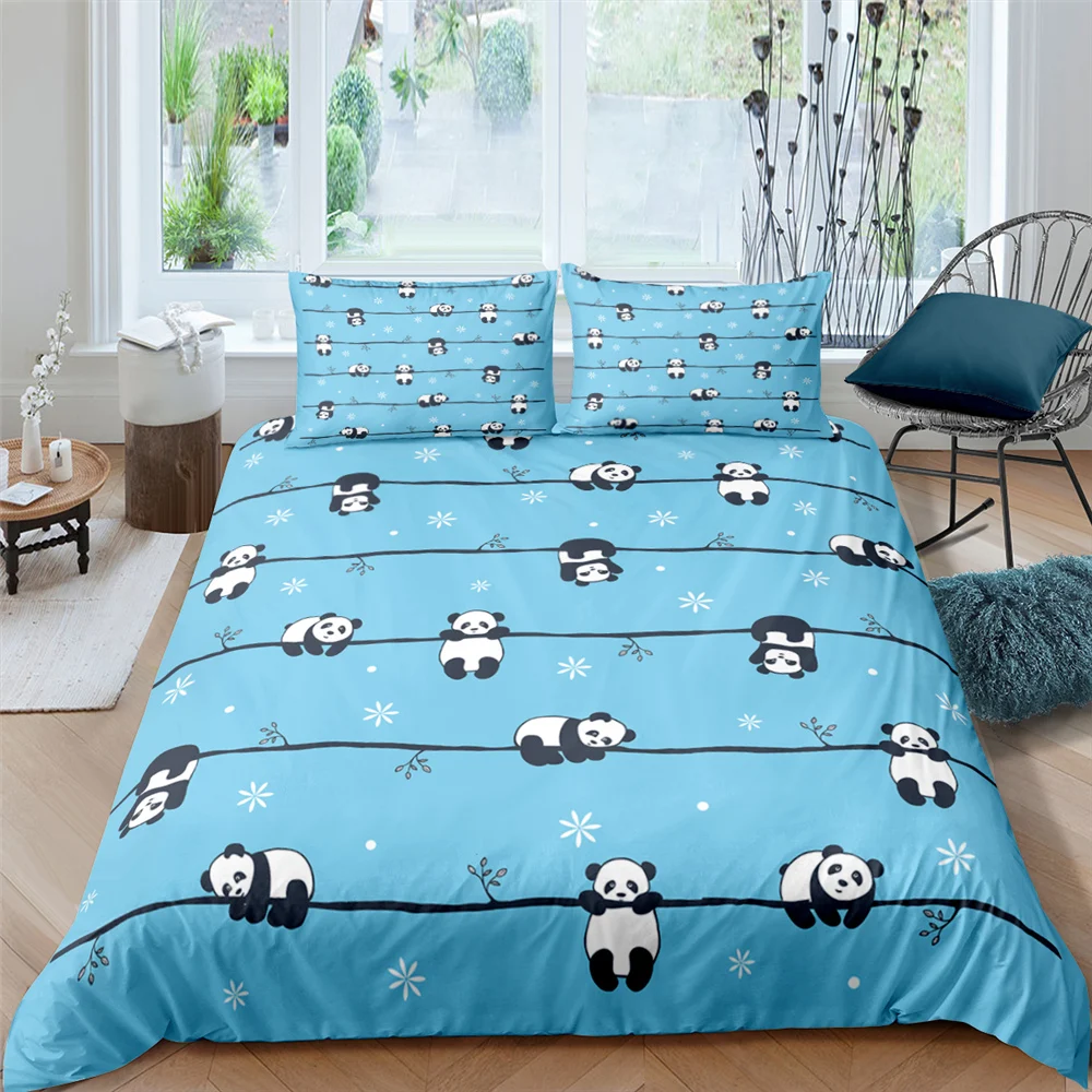 

Cute Panda Bedding Sets 240x220 Double Queen Animals Duvet Cover 200x200 Comforter Cover Set Lightweight Nordic Bedclothes