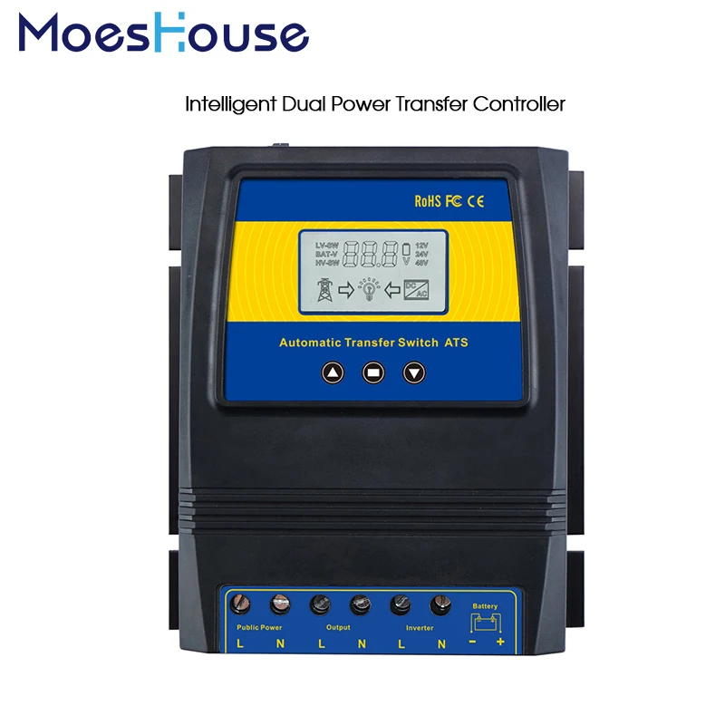 

Automatic ATS Dual Power Transfer Switch Solar Charge Controller for Solar wind on/off grid System DC 12V 24V 48V AC 110V 220V