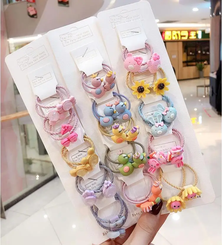 

10Pcs/Set Baby Girls Scrunchies Kids Hair Accessories Cartoon Elastic Hair Bands Cute Flower Animals Fruit Ponytail Holder